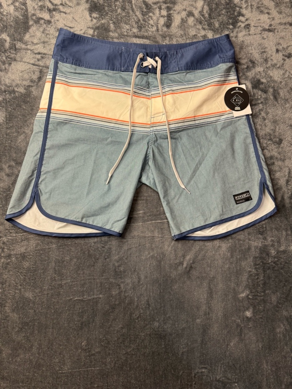 Ezekiel Men's 2-Way Stretch Striped Board Shorts/Swim Trunks